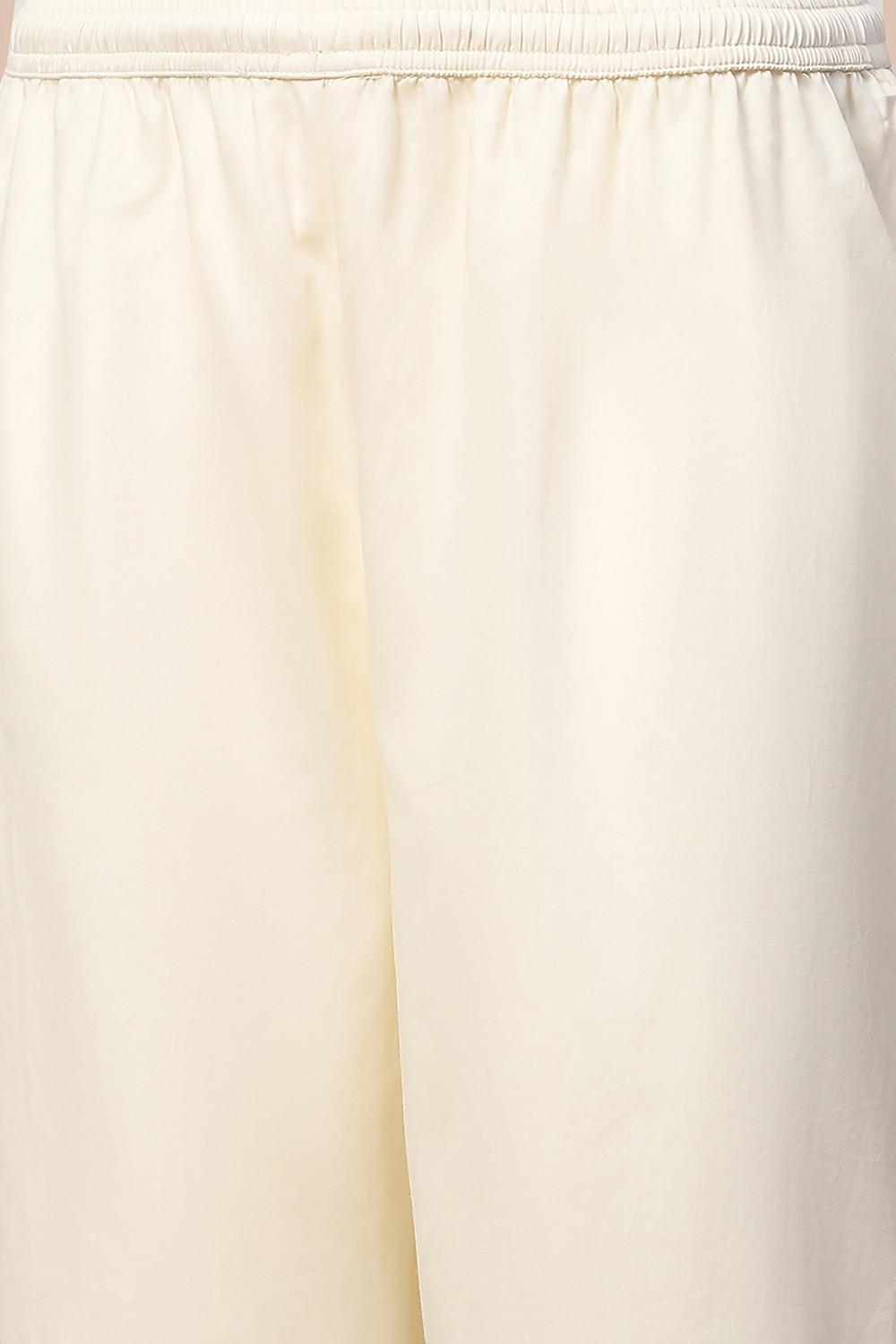 Off White Chanderi Kurta Set with Gold Embroidered Motifs, view 6 of 6